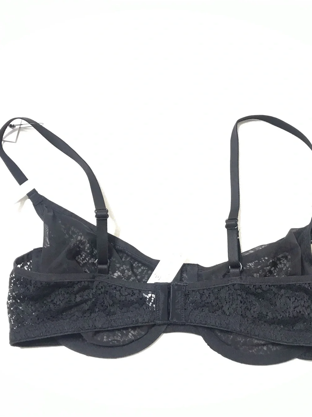 Dkny Women's Modern Lace Sheer Unlined Demi Bra Size 36C Black Underwire New